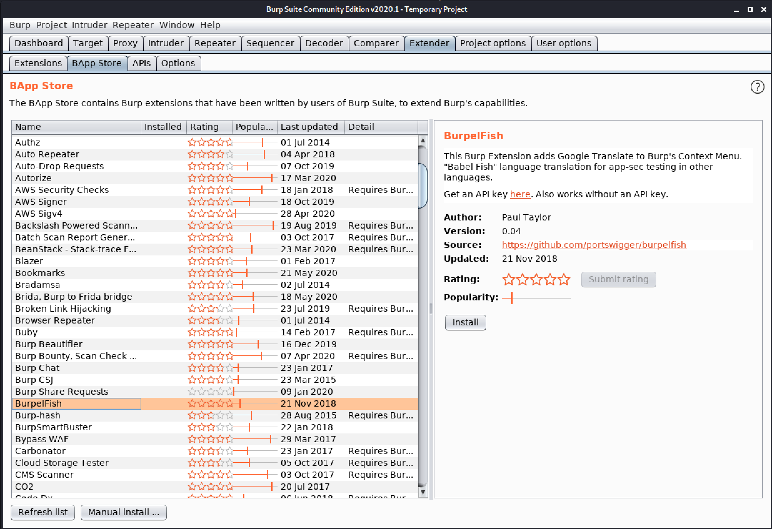 Extender Tab - Guide for Burp Suite - Security Cipher