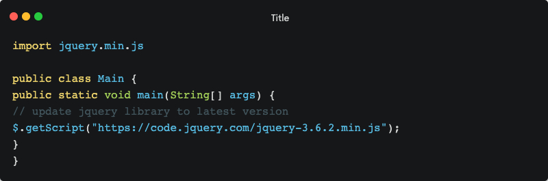 Code snippet where are using the updated version of jquery library