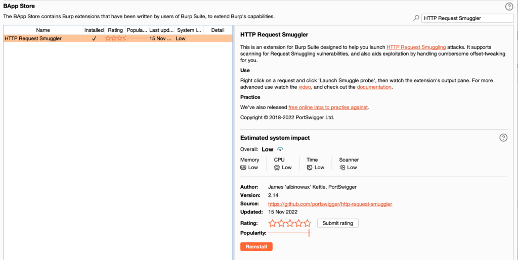 HTTP Request Smuggler Burp Suite Extension