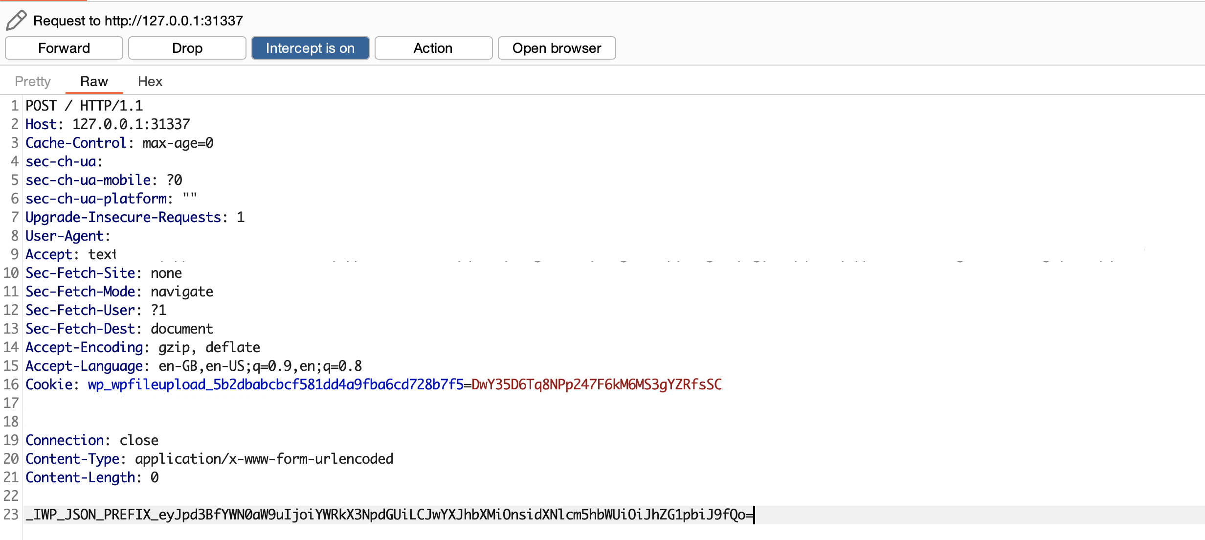 Screenshot showing the updated payload