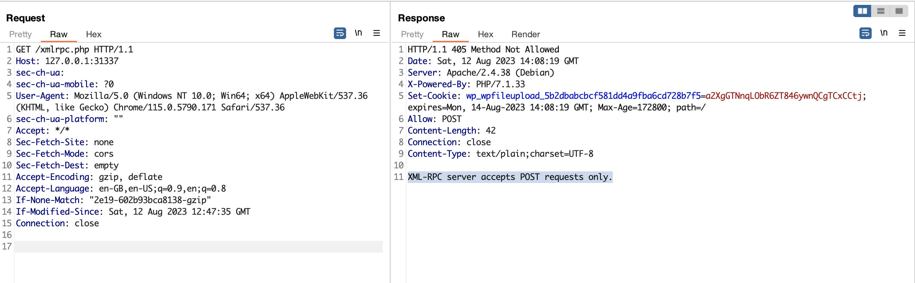 Screenshot showing that the XML-RPC is enabled on the server