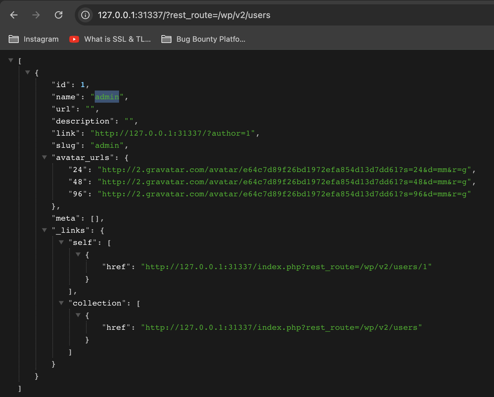 Screenshot showing the result of username enumeration