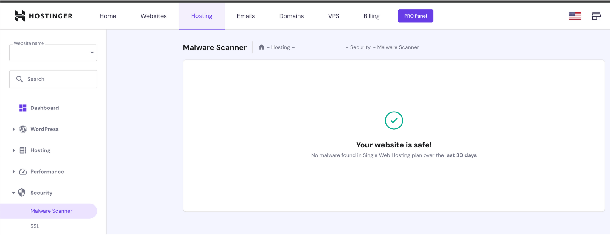 Hosting provider's malware scanner
